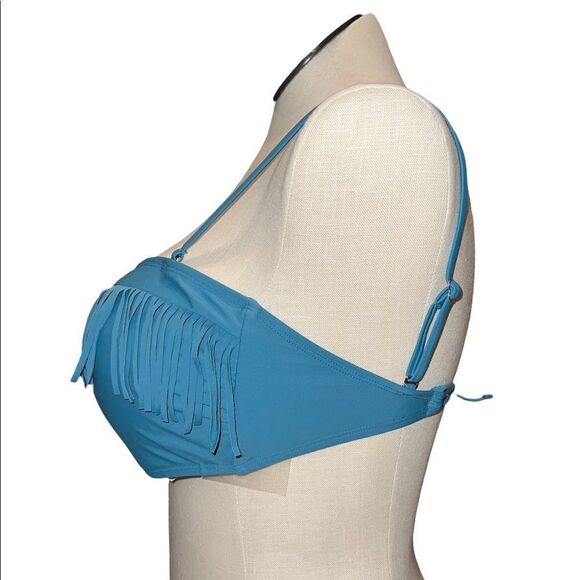 Hula Honey Juniors' Fringe Bandeau Swim Top Size D/DD NWT - Picture 4 of 8